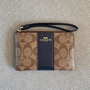 Coach Coated Canvas Wristlet Navy